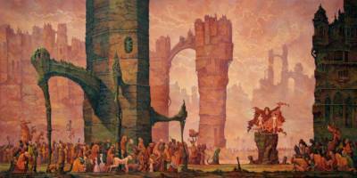 Lot presenting his daughters to the citizens of Sodom by Michael Hutter