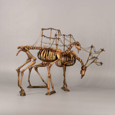 Fulkorn deer and doe bronze version by Virginie Gribouilli