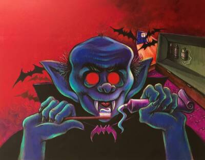 “VAMPIRE” (ORIGINAL CHILDREN’S BOOK ILLUSTRATION FOR “IF I WERE A HALLOWEEN MONSTER”) by Rob Moler