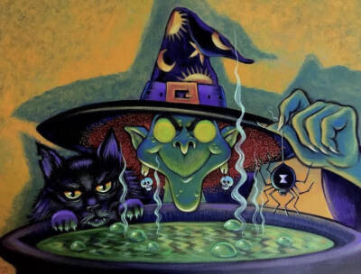 "WITCH" (ORIGINAL CHILDREN'S BOOK ILLUSTRATION FOR "IF I WERE A HALLOWEEN MONSTER") by Rob Moler