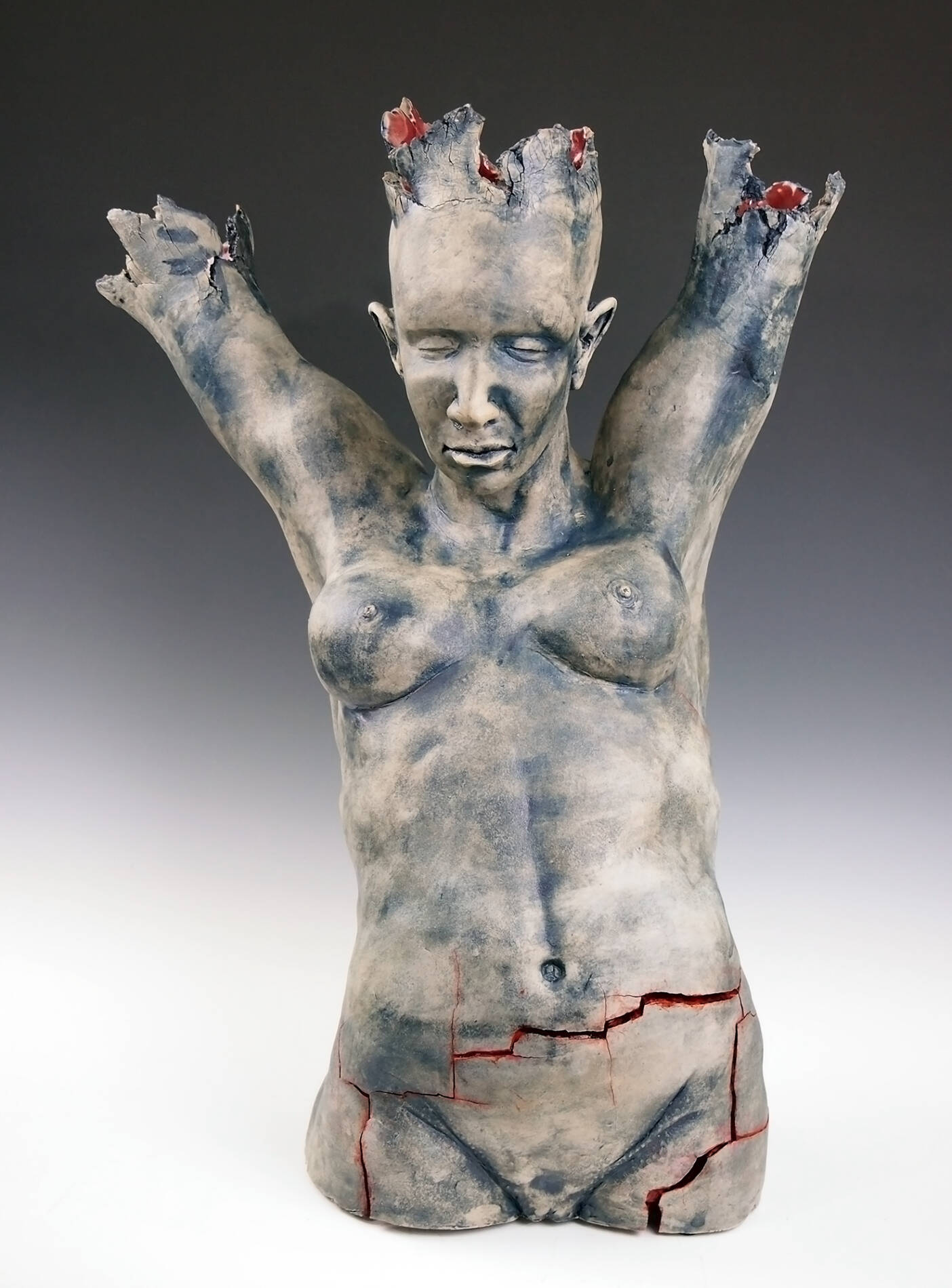 The Damaged 3 by Jesse Berlin, dark Sculpture for sale, direct