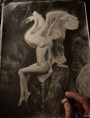 Leda and the Swan by Andrey Skull