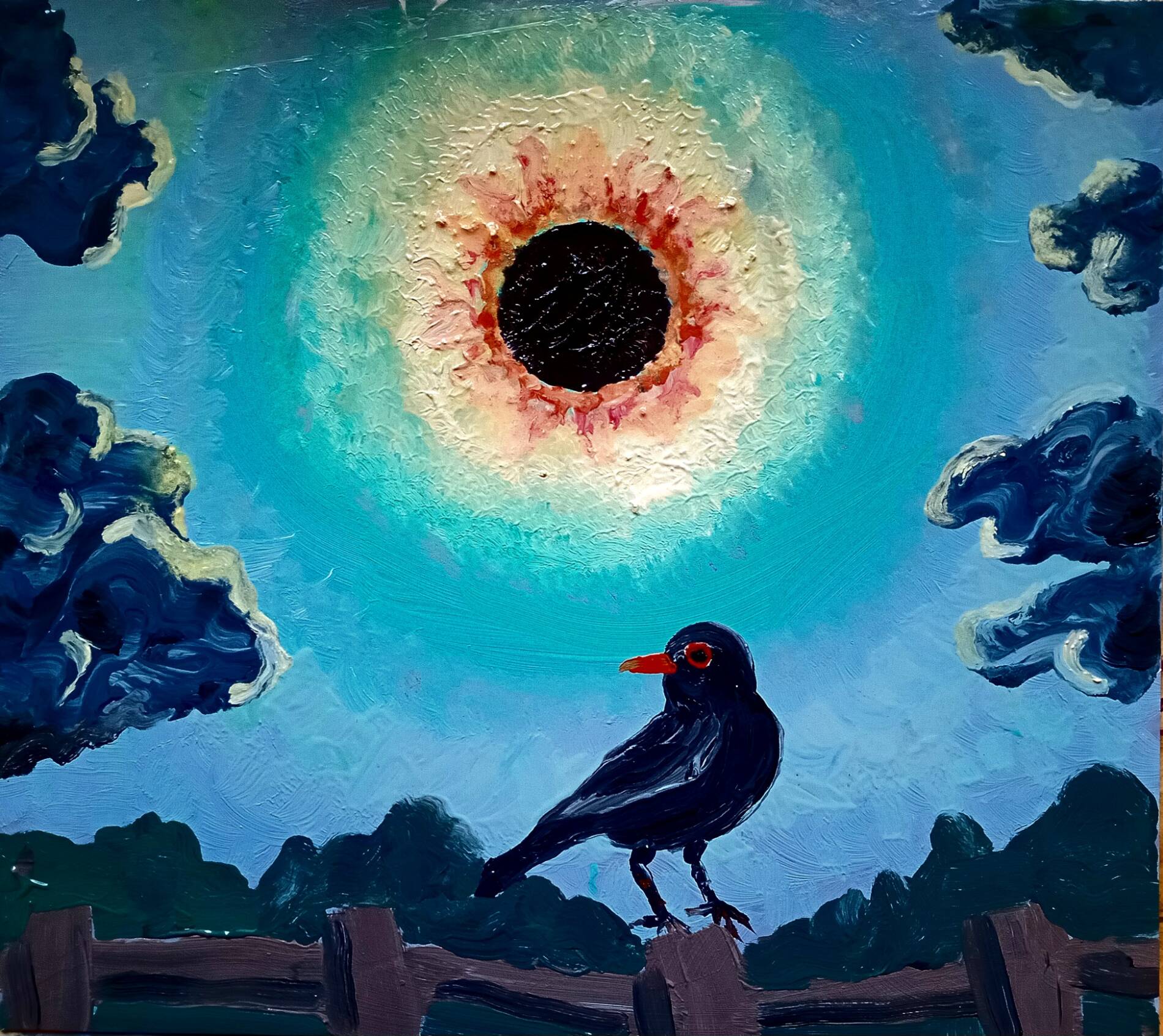 Solar Eclipse With Blackbird
